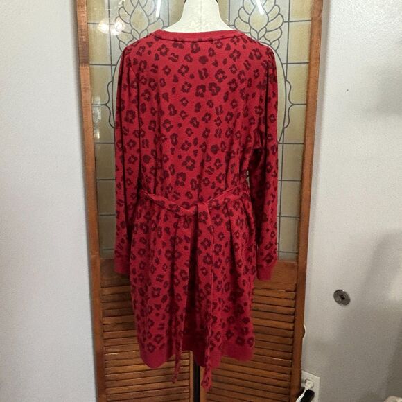 Eloquii Elements Puff Sleeve Leopard Print Sweatshirt Dress Belted Size 22/24 - Picture 4 of 15